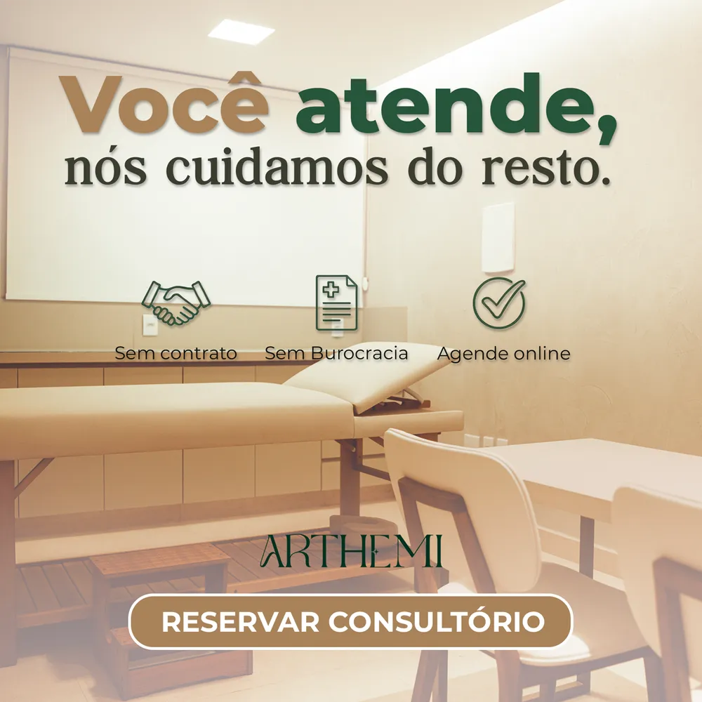 Anúncio: você atende, nós cuidamos do resto. Reservar consultório