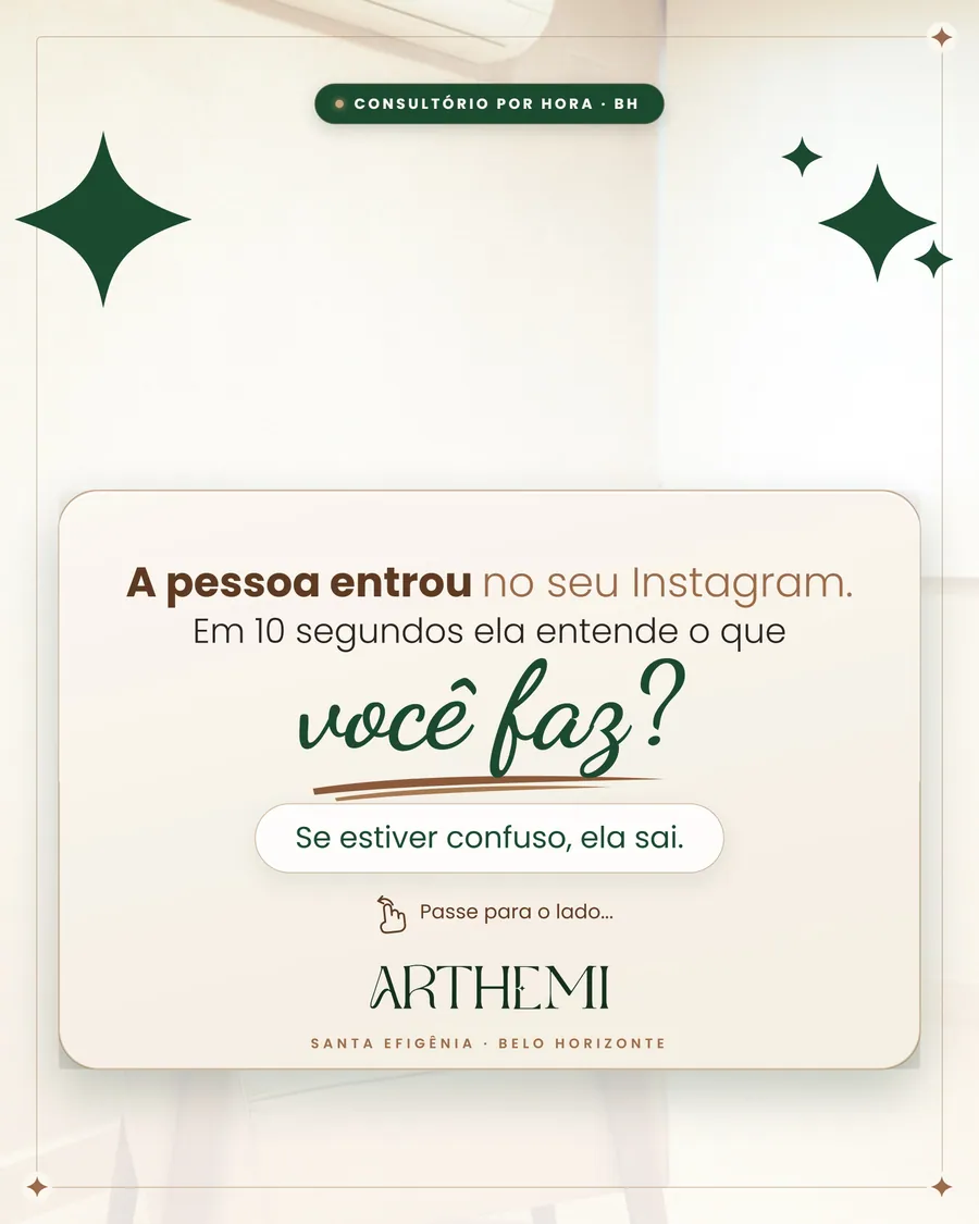 Post: a pessoa entrou no seu Instagram, em 10 segundos ela entende o que você faz?