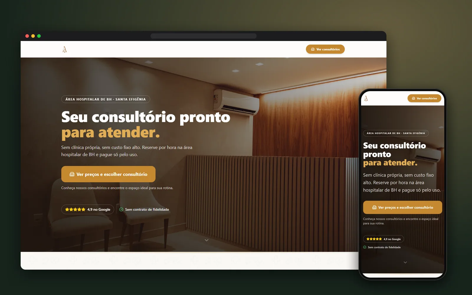 Site da Arthemi no computador e no celular