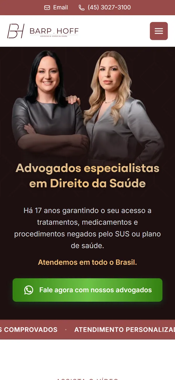 Site da Barp.Hoff no celular