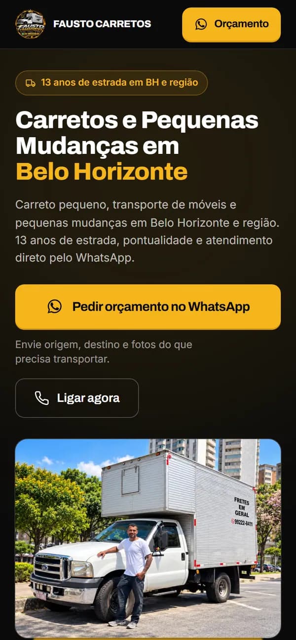 Site da Fausto Carretos no celular