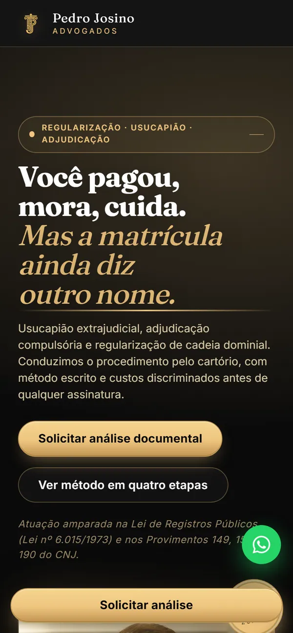 Site de Pedro Josino no celular