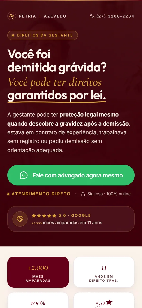 Site da Pétria Azevedo no celular