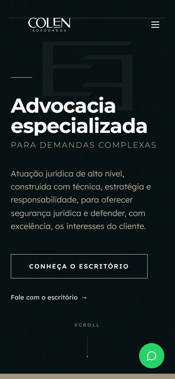 Site da Colen Advogados no celular