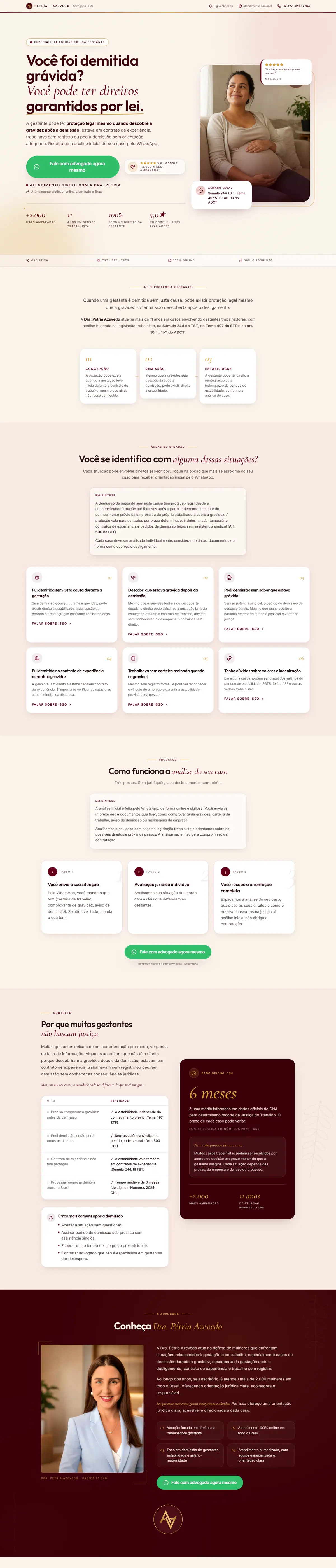 Página inicial do site da Pétria Azevedo, inteira, no computador